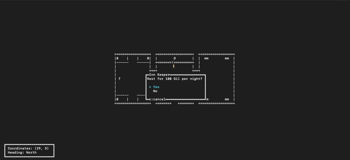 Inn keeper prompt asking whether the player wants to rest for the night.